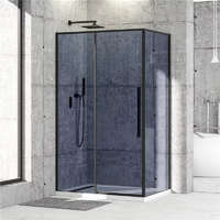 Diplon Diplon 120x80 cm fekete keretes tolóajtós aszimmetrikus zuhanykabin, 6 mm edzett füstüveggel, 195 cm magas