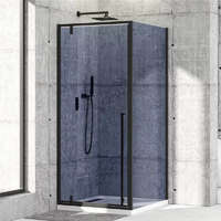 Diplon Quadro Black 90x90 cm szögletes fix és nyílóajtós zuhanykabin 6 mm vastag szürke biztonsági üveggel, 195 cm magas