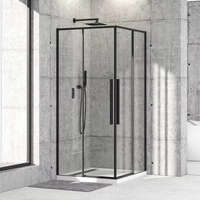 Diplon Diplon 80x80 cm fekete szögletes két tolóajtós zuhanykabin, 6 mm edzett víztiszta üveggel, 195 cm magas