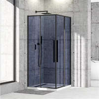 Diplon Diplon 90x90 cm fekete szögletes két tolóajtós zuhanykabin, 6 mm edzett füstüveggel, 195 cm magas