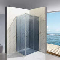 Diplon Diplon 100x80 cm aszimmetrikus szögletes két tolóajtós zuhanykabin, 5 mm edzett szürke üveggel, 190 cm magas