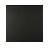 Diplon Diplon BST8301 Kő textúrájú 80x80 cm zuhanytálca fekete színben lefolyóval 2,6 cm magas