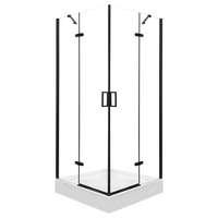 Kerra Flow Black 90 x 90 cm szögletes dupla nyílóajtós zuhanykabin 6 mm üveggel, zuhanytálca nélkül, fekete