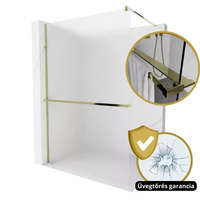 Homedepo Arlo+ Matt Gold Walk-In zuhanyal, 110x200 cm, 8 mm vastag vízlepergető biztonsági matt üveggel, 200 cm magas