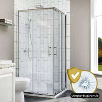 Homedepo Elio 80x80 cm szögletes két tolóajtós zuhanykabin 6 mm vastag vízlepergető biztonsági üveggel, króm elemekkel, 190 cm magas