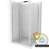 Homedepo Paris 120x80 aszimmetrikus szögletes tolóajtós zuhanykabin 6 mm vastag vízlepergető biztonsági üveggel, 195 cm magas, króm