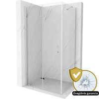 Homedepo Porto 100x80 aszimmetrikus szögletes összecsukható nyílóajtós zuhanykabin 6 mm vastag vízlepergető biztonsági üveggel, 195 cm magas, króm