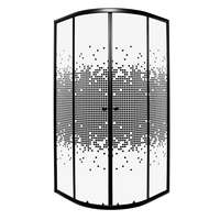 Kerra Pixel Black 80x80 cm íves tolóajtós zuhanykabin 4 mm biztonsági üveggel tálca nélkül, fekete kerettel, 183 cm magas