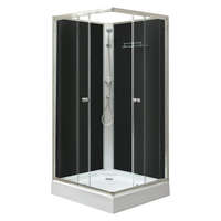 Leziter Polo Black II 80x80 cm szögletes fekete hátfalas zuhanykabin zuhanytálcával