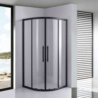 Stuxi Stuxi Nizza Black 90x90 cm íves két tolóajtós zuhanykabin 6 mm vízlepergető biztonsági üveggel, fekete elemekkel, 190 cm magas