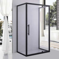 Stuxi Stuxi Torino Black 90x80 falsíkra szerelhető 3 oldalú nyílóajtós zuhanykabin 6 mm vízlepergető biztonsági üveggel, fekete elemekkel, 200 cm magas