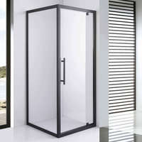 Stuxi Stuxi Torino Black 90x90 szögletes nyílóajtós zuhanykabin 6 mm vízlepergető biztonsági üveggel, fekete elemekkel, 200 cm magas