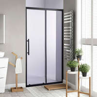 Stuxi Stuxi Nizza Black 100/110/120/130/140 cm széles toló zuhanyajtó 6 mm vastag vízlepergető biztonsági üveggel, fekete elemekkel, 200 cm magas