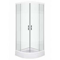 Kerra XENIA White 80x80 cm íves tolóajtós zuhanykabin 5 mm biztonsági üveggel, zuhanytálcával, fehér kerettel, 180 cm magas