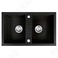 Ferro Mosogató 2 medencés Mezzo II 48/78 grafit shine, gránit, Ferro