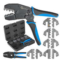 GEKO GEKO krimpelő szerszám racsnis, cserélhető fejekkel, kábel csatlakozókhoz