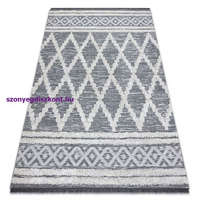 My carpet company kft Kab. Fonott Sizal szőnyeg boho MOROC gyémánt 22297 rojt - két szintű gyapjú szürke / krém, újrahasznosított szőnyeg 78x150 cm