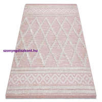 Kab. Fonott Sizal szőnyeg boho MOROC gyémánt 22297 rojt - két szintű gyapjú rózsaszín / krém, újrahasznosított szőnyeg 78x150 cm