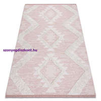 Kab. Fonott Sizal szőnyeg boho MOROC gyémánt 22312 rojt - két szintű gyapjú rózsaszín / krém, újrahasznosított szőnyeg 78x150 cm