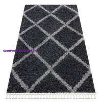 My carpet company kft Kab. Szőnyeg BERBER UNION 3482 rácsozat szürke Rojt shaggy 160x220 cm