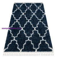 My carpet company kft Kab. Szőnyeg BERBER UNION 3488 Lóhere Marokkói Trellis kék / krém Rojt shaggy 160x220 cm