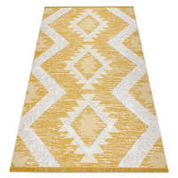 Kab. Fonott Sizal szőnyeg boho MOROC gyémánt 22312 rojt - két szintű gyapjú sárga / krém, újrahasznosított szőnyeg 78x150 cm