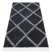 My carpet company kft Kab. Szőnyeg BERBER UNION 3482 rácsozat szürke Rojt shaggy 120x170 cm