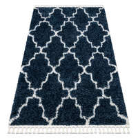 My carpet company kft Kab. Szőnyeg BERBER UNION 3488 Lóhere Marokkói Trellis kék / krém Rojt shaggy 120x170 cm