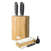 G21 Gourmet Damascus késkészlet bambusz blokkban 4 db + köszörűkő