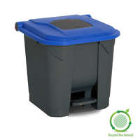 PLANET Szelektív hulladékgyűjtő konténer, műanyag, pedálos, antracit/kék, 30L