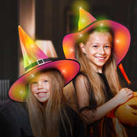  Halloween-i LED-es boszorkány kalap - színes, poliészter - 38 cm