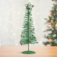  Karácsonyi, glitteres, fém karácsonyfa - 28 cm - zöld