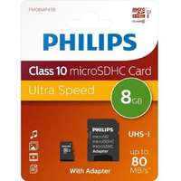 Philips Philips Micro SDHC Memóriakártya 8GB Class 10 UHS-I U1 Adapter (PH669036)