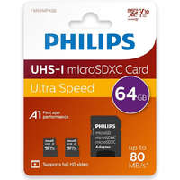 Philips Philips Micro SDXC Memóriakártya 64GB Class 10 UHS-I U1 Adapter 2db (PH129337)