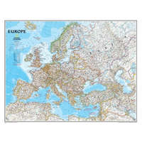 National Geographic Európa országai keretezett falitérkép kék színű National Geographic 123x98