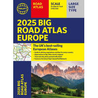 Philip's Európa atlasz Philip's Big Road Atlas of Europe A3 méret Európa autós atlasz kötött 1:750 000 2025.