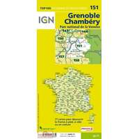 IGN 151. Grenoble turista térkép, Grenoble-Chambery térkép IGN 1:100 000 2015
