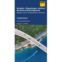 ADAC Horvátország térkép , Bosznia-Hercegovina, Szerbia, Montenegro autós térkép ADAC 1:750 000 2023.