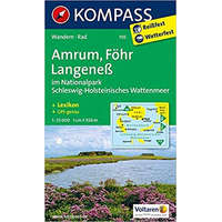 Kompass 705. Amrum, Föhr, Langeneß im Nationalpark SchleswigHolsteinisches Wattenmeer mit Straßenkarte, 1:35 000 turista térkép Kompass