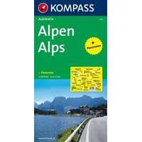 Kompass 350. Alpen, Panorama mit Straßenkarte, 1:500 000 panoráma térkép