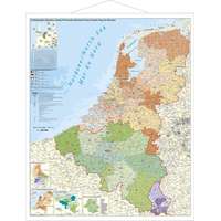 Stiefel Benelux államok, Benelux államok irányítószámos térképe fóliás, fémléces 1:400 000 140x100 cm