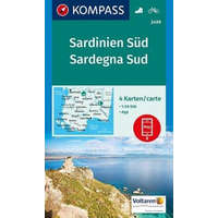 Kompass 2499. Dél Szardínia térkép, Sardinien Süd, 4teiliges Set turista térkép Kompass 1:50 000