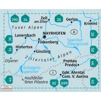 Kompass 37. Zillertaler turista térkép, Zillertaler Alpen, Tuxer AlpenKompass