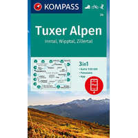 Kompass 34. Tuxer Alpen turista térkép Kompass 1:50e, 3 in 1, 2020
