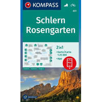 Kompass 651. Schlern túratérkép, Rosengarten, Sciliar, Catinaccio, Latemar turistatérkép turista térkép szett Kompass 1:25 000