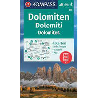 Kompass 672. Dolomiten turista térkép, Dolomitok turista térkép Kompass 4 db-os térképszett 1:35 000