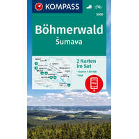 Kompass 2000. Böhmerwald Sumava turistatérkép, 2-részes Böhmerwald turista térkép Kompass 1:50 000