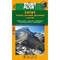 Tatra plan 5000. Magas Tátra térkép, Bélai- Nyugati-Tátra turista térkép Tatraplan 1:50 000