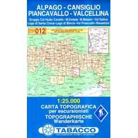 Tabacco 012. Cansiglio - Alpago - Piancavallo - Val Cellina turista térkép Tabacco 1: 25 000