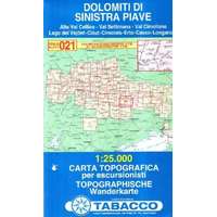 Tabacco 021. Dolomiti di Sinistra Piave turista térkép Tabacco 1: 25 000